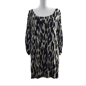 # Travelers By Chico's Black Tan Ikat Animal Print Pavlova Top Womens 4 XXL 20